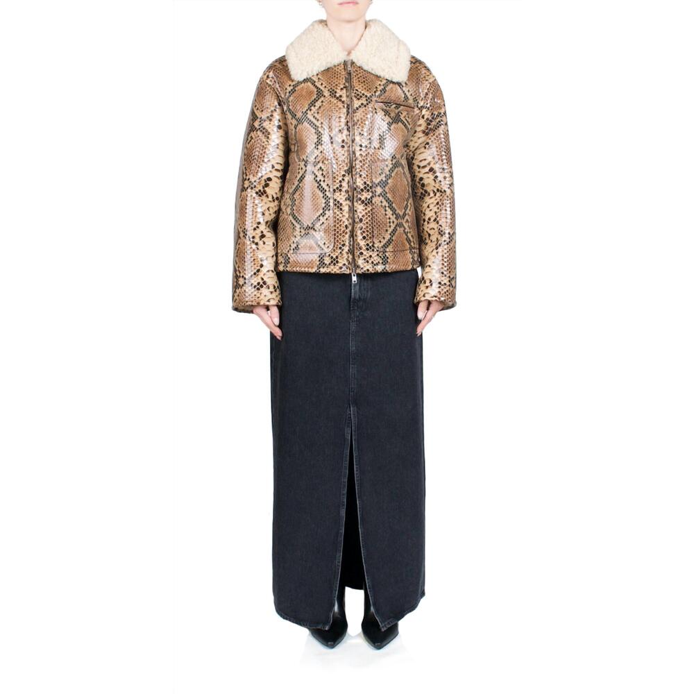 NEW STAND STUDIO kaz jacket in brown snake/natural white